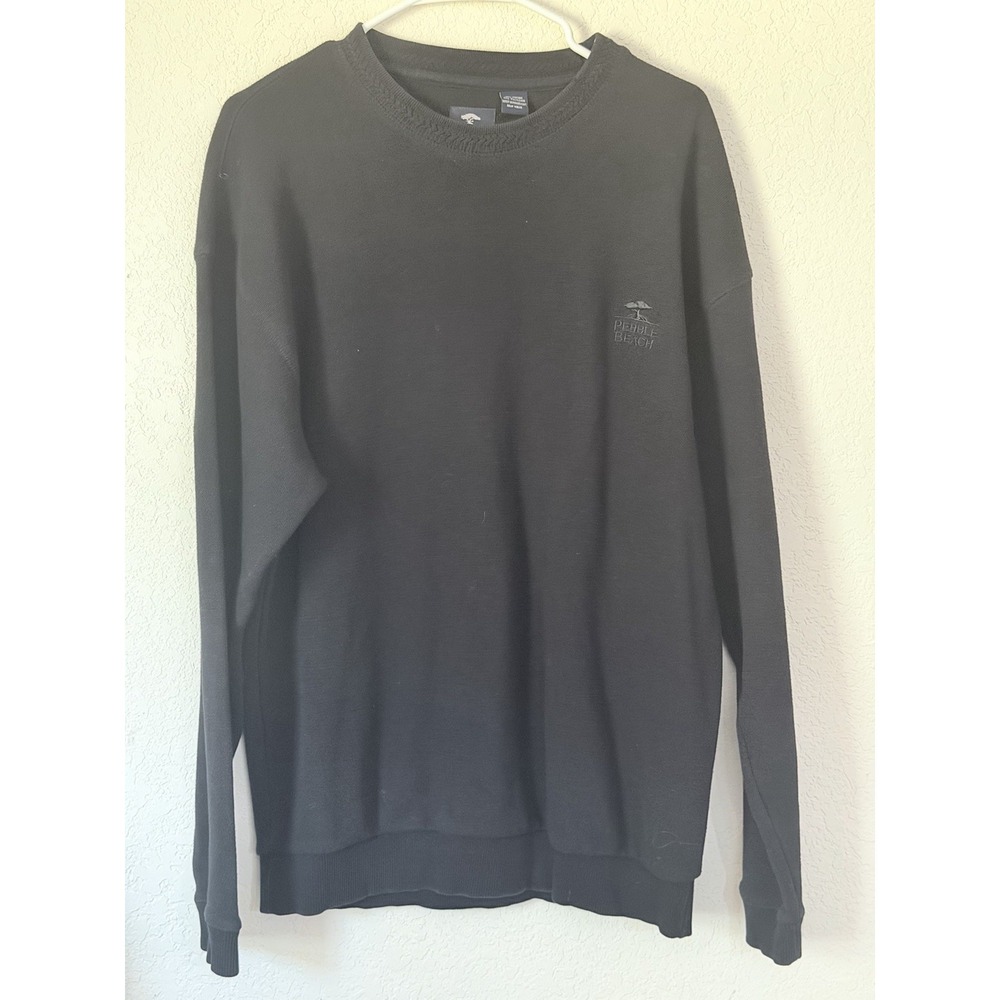 Pebble Beach Golf Sweater Men's Large Black Crewneck Embroidered Logo Pullover - Picture 2 of 12